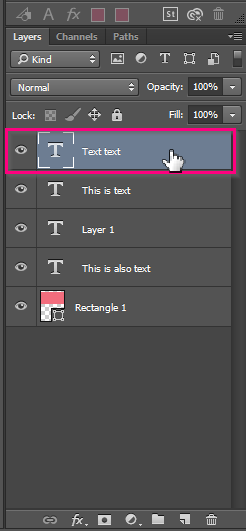 To rasterize text, select the text layers that you want to rasterize in the Layers window. 