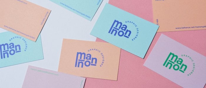 Creative business cards with contrasting pastel colours